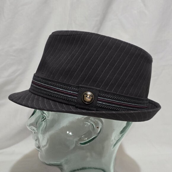 Goorin Bros. SAMPLE 1 off Fedora - Gray Pinstriped - Accordion - Sz M* - Picture 1 of 7